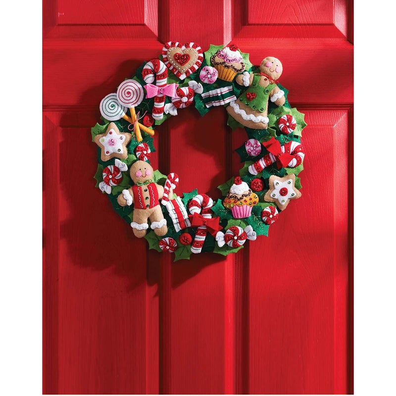 Bucilla Felt Applique Wreath Kit, 15-Inch Round, 86264 Cookies & Candy, Multicolor - Image 2